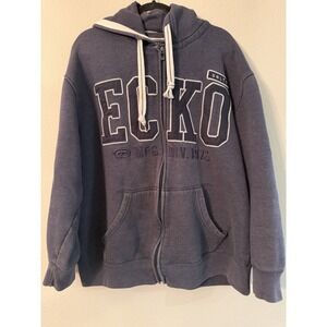 Vintage Ecko Unitd Company 2XL men's zip up hoodie sweatshirt Blue Embroidered